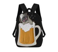 sinyumoney Pug Dog Beer Drinking Part Children's School Backpack 3D Printed for Kids Travel Rucksacks Book Bags for Boys Elementary School Students 17inch
