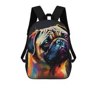 sinyumoney Pug Dog Colorful School Bags Daypacks Business Backpack Water Resistant Bookbag for Boys/Girls/Teenagers 17inch