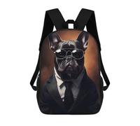 sinyumoney Pug Dog Gangstar School Backpack Water Resistant School Bag Business Backpack for Boys/Girls/Teenagers 17inch