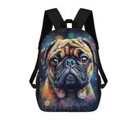 sinyumoney Pug Dog Painting Backpack with Pocket 3D Printed Backpacks, Travel Rucksacks Book Bags Kids School Bag 17inch