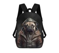 sinyumoney Pug Dog Portrait Backpack School Bag Water Resistant Computer Rucksack for Teenage Girls Boys Women Men 17inch