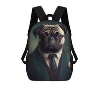 sinyumoney Pug Dog Suit Backpack School Rucksack Casual Daypacks School Work Travel Bag for Boys/Girls/Teenagers 17inch