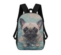 sinyumoney Pug Dog Swimming Painting Children's Backpacks 17inch School Backpack 3D Printed Bag Bookbag for Kids Travel Rucksacks Boy Girl Book Bags Kids School Bag