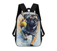 sinyumoney Pug Dog Tennis Ball School Bags Large Water Resistant Laptop Backpack for Campus Outdoor Travel Sports 17inch