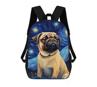 sinyumoney Pug Dog Vincent Backpack School Bag Water Resistant School Bag Business Backpack - Perfect for Travel, Work And Daily Use 17inch