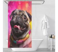 sinyumoney Pug Fiesta Fabric Polyester Bathroom Curtains Modern Art for Bathroom Wet Room 35.43x70.87Inch（90x180cm）