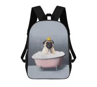 sinyumoney Pug in A Bubble Bath Backpack School Secondary Causal Travel High School Bags for Campus Outdoor Travel Sports 17inch