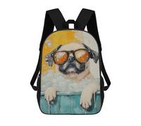 sinyumoney Pug in Bathtub Painting Backpack School Computer Rucksack for School/Work/Travel- Perfect for Travel, Work And Daily Use 17inch