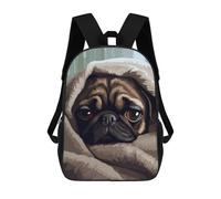 sinyumoney Pug in Blanket Pixel Art 3D Printed 17inch Kids School Bag Rucksacks Children's School Fashion Casual Back Pack High Capacity Travel Book Bags