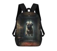 sinyumoney Pug in Haunted Mansion School Backpack Business Laptop Rucksack Bag Unisex Casual Daypack for Boys/Girls/Teenagers 17inch