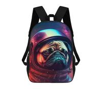 sinyumoney Pug in Space Helmet -1 Backpack 3D Print Kids Bag Elementary Students Daypack Lightweight School Bag for Children Girls Boys Nursery Lunch Pack 17inch