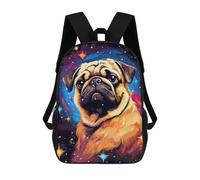 sinyumoney Pug in Space Pixel Art Backpack School Bag Water Resistant Travel Backpack Computer Bag for Girls Boys Teenage 17inch