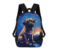 sinyumoney Pug Magical Pixel Art School Bags Water Resistant School Bag Business Backpack - Perfect for Travel, Work And Daily Use 17inch