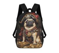 sinyumoney Pug Pirate Treasure Chest-1 School Backpack Fashion Stationery Backpack Waterproof Casual Daypacks for Men/Women 17inch