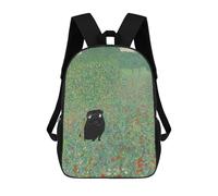 sinyumoney Pug Poppies Gustav Klimt Art Backpack School Daypacks Business Backpack Water Resistant Bookbag for Men, Women & Teenage Boys 17inch