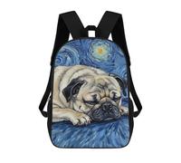 sinyumoney Pug Sleeping Starry Night Painting Children's Backpacks School Backpack 3D Printed for Kids Travel Rucksacks Book Bags Kids 17inch School Bag