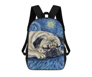 sinyumoney Pug Sleeping Starry Night Painting Children's Backpacks School Backpack 3D Printed for Kids Travel Rucksacks Book Bags Kids 17inch School Bag