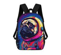 sinyumoney Pug Spaceman Pixel Art School Backpack Work Laptop Backpack Rucksack Bag for Teenage Girls Boys Women Men 17inch