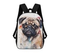 sinyumoney Pug Splash Painting 3D Printed Children's School Backpack for Kids High Capacity Travel Rucksacks Book Bags Kids School Bag Back Pack 17inch