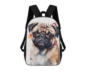 sinyumoney Pug Splash Painting 3D Printed Children's School Backpack for Kids High Capacity Travel Rucksacks Book Bags Kids School Bag Back Pack 17inch