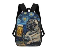 sinyumoney Pug with Beer Mug Art Print Backpack School Computer Rucksack for School/Work/Travel- Perfect for Travel, Work And Daily Use 17inch