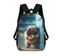 sinyumoney Pug with Donut in Kitchen Kids School Backpack School Bag 3D Printed School Bag for Boys Elementary And Middle School Students 17inch