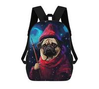 sinyumoney Pug Wizard Pixel Art Cute Backpack School Bag Lightweight Schoolbag Dayback Bookbag College for Girl, Teen Girls 17inch