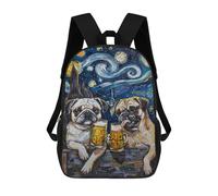 sinyumoney Pugs Drinking Beer Art Print Backpack School Large School Backpack for Boys for Teenage Girls Boys Women Men 17inch