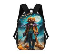 sinyumoney Pumpkin Head Halloween Scarecrow Children's 17 Inch School Backpack 3D Printed Cool Knapsack for Kids Travel Rucksacks Book Bags Kids School Bag