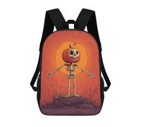 sinyumoney Pumpkin Head Skeleton Art Print Children's Backpack, Schoolbag Large Capacity Students Bookbag Rucksack Knapsack for Boys Girls Adults Teen 17inch
