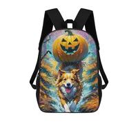 sinyumoney Pumpkin-Headed Dog in Autumn Forest 3D Printed Children's School Backpack for Kids Travel Rucksacks Book Bags Kids School Bag 17inch