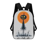 sinyumoney Pumpkin King - Spooky Halloween Art 3D Printed Children's School Backpack for Kids High Capacity Travel Rucksacks Book Bags Kids School Bag Back Pack 17inch