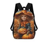 sinyumoney Pumpkin Patch Halloween Costume Backpacks 3D Printed Kids School Backpack School Bag Fashion Rucksacks for Boys Elementary And Middle School Students 17inch