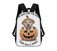 sinyumoney Pumpkin Pup Halloween School Backpack Large Water Resistant Laptop Backpack for Boys/Girls/Teenagers 17inch