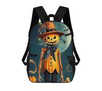 sinyumoney Pumpkin Scarecrow Halloween Backpacks 3D Printed Kids School Backpack Outdoor Casual Daypack Fashion Casual Children Backpacks Cute Travel Bags 17inch