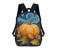 sinyumoney Pumpkin with Leaves on Starry Night Background Backpack School Backpack Kids School Bag Large Capacity Kids Backpack for School Rucksack 3D Book Bag Gifts for Kids 17inch