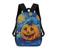 sinyumoney Pumpkin with Starry Night Sky Backpack School Bag Daypacks Business Backpack Water Resistant Bookbag for Girls Boys Teenage 17inch