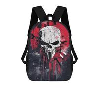 sinyumoney Punisher Skull Poster Artwork Children's School Backpack Fashion Casual 17inch 3D Printed School Bags Boy School Backpack Large Backpack