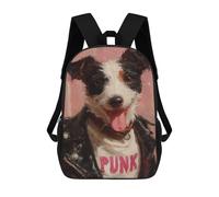 sinyumoney Punk Dog Art Print-2 School Bag 3D Printed Children's School Backpack Casual Fashion Travel Backpacks for Kids School Students 17inch