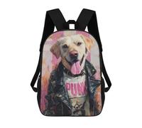 sinyumoney Punk Dog Fashion Art Print-3 School Backpack for Girls 17inch Casual Daypack Lightweight Rucksack Boy Girl Backpack for Middle School Students