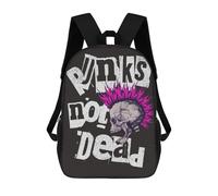 sinyumoney Punks Not Dead 3D Printed 17inch Kids School Backpack School Bag Fashion Rucksacks for Boys Elementary And Middle School Students