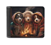 sinyumoney Puppies by The Fire-16 3D Print Clutch Purse Card Slots Coin Slots Note Section Stylish Durable Leather Wallet Youth Guys 11.7cm*9.5cm