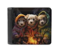 sinyumoney Puppies by The Fire 3D Print Clutch Purse Holds Bills Credit Leather Compartments Leather Men's Wallet Gifts 11.7cm*9.5cm