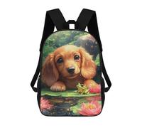 sinyumoney Puppy And Frog in Lily Pond Children’s Backpack Girls Boys, Rucksack Bag, Daypack, Primary School, Perfect for Back to Kids School Or PE, Gifts And Travel 17inch