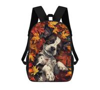 sinyumoney Puppy Autumn Leaves Dog School Bag 3D Printed Backpacks Fashion Kids School Backpack Boys Rucksacks for Boys Middle School Students 17inch