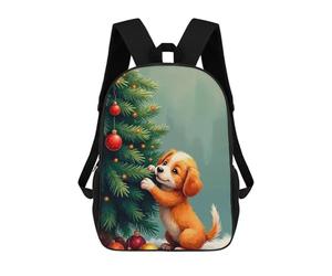 sinyumoney Puppy Decorating Christmas Tree Rucksack Rucksack Casual Daypacks School Work Travel Bag for School/Work/Travel 17inch
