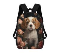 sinyumoney Puppy In Roses Backpacks Kids School Backpack School Bag 3D Printed School Bag for Boys Elementary And Middle School Students 17inch