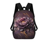 sinyumoney Purple And Gold Floral Elegance School Bag 3D Printed Children's School Backpack Casual Fashion Travel Backpacks for Kids School Students 17inch