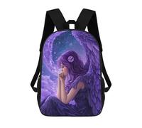 sinyumoney Purple Angel Wings Fantasy Art School Backpack High Secondary School Bags Casual Backpack for Girl, Teen Girls 17inch