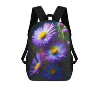 sinyumoney Purple Aster Flowers Garden 17 Inch Backpacks Kids Schoolbag,3D Printed Elementary And Middle School Students Backpacks for Boys Girls